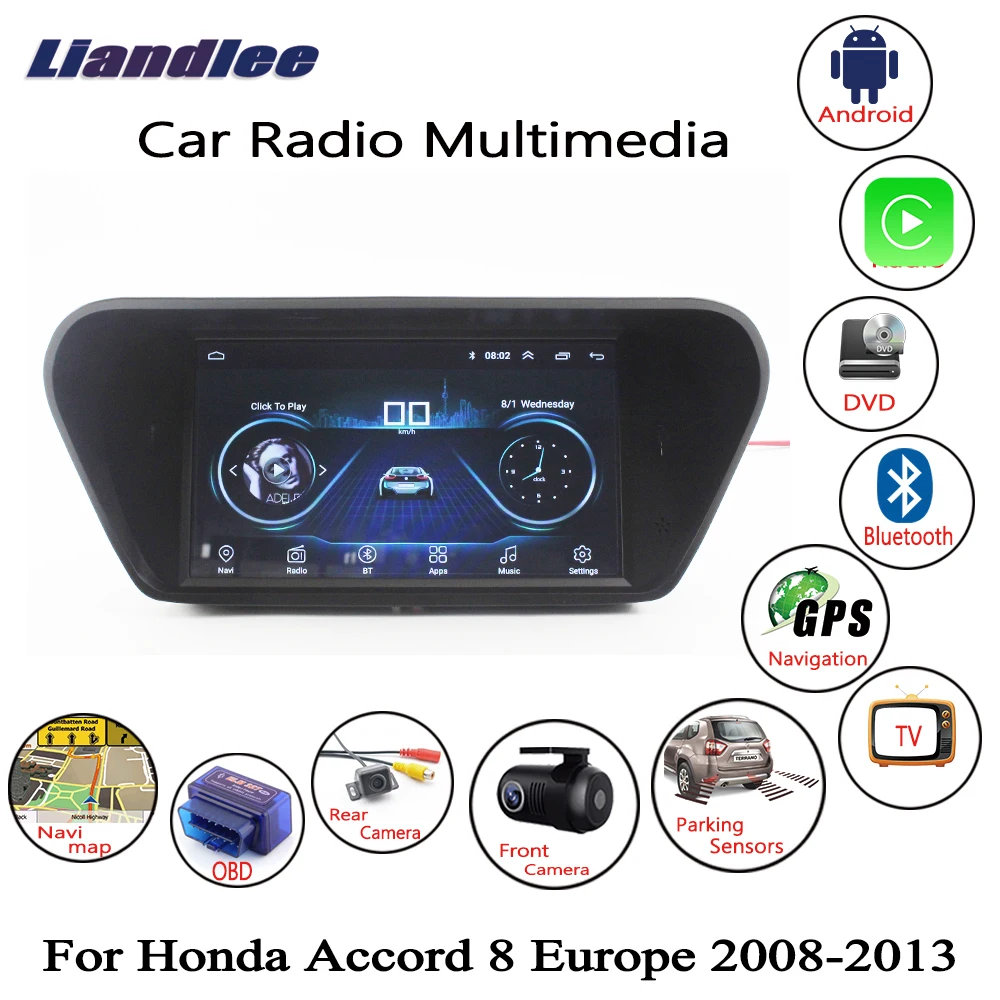 Cheap Liandlee For Honda For Accord 8 Europe 2008~2013 Android 2+32G HD Car Screen Radio GPS Navi Navigation Maps Camera OBD 3