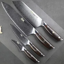 4 шт. дамасский набор кухонных ножей японский vg10 ножи повара из углеродистой стали инструмент для приготовления пищи столовые приборы идеальный подарок полная ручка из черного дерева