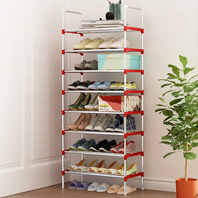 9 Tier Iron Shoe Rack with Handrail Simple Assembled Hallway Shoes Shelf Standing Furniture Saving Space Shoe Organizer