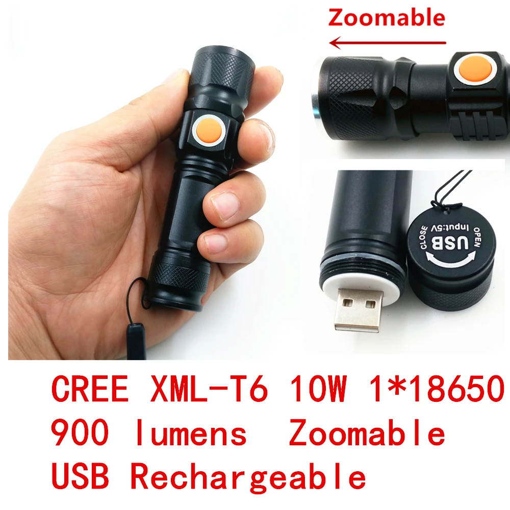 Новинка 2017 года USB Перезаряжаемые CREE XMLT6 светодиодный фонарик факел мини 18650 LED Масштабируемые свет лампы