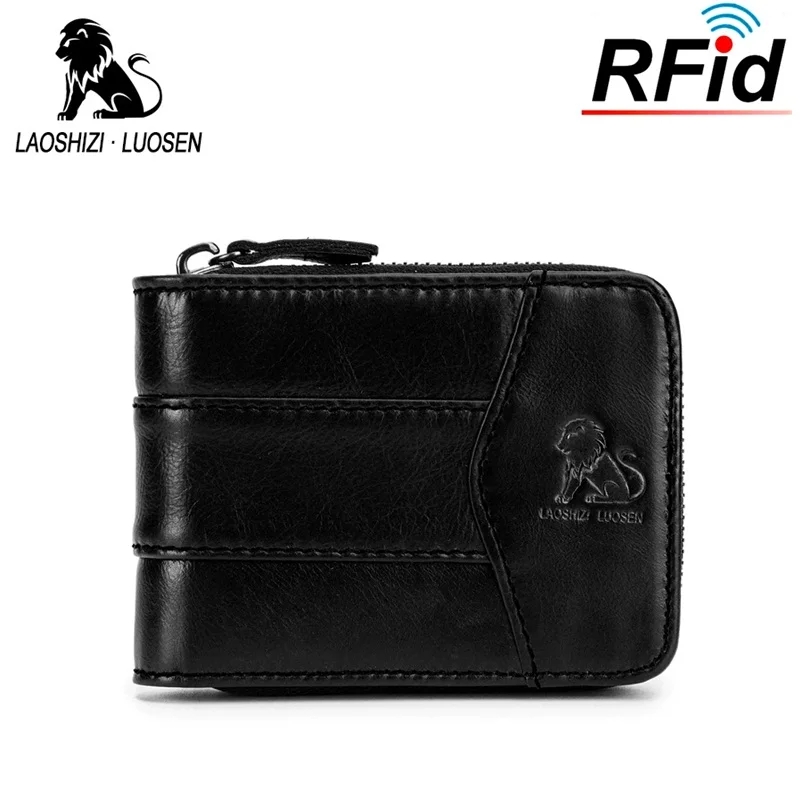 Бренд LAOSHIZI LUOSEN мужские кошельки из натуральной кожи RFID Блокировка Повседневный