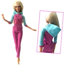 Nk um conjunto esporte lazer longo-mangas compridas legal correndo roupas de yoga roupas vestido para barbie boneca acessórios 131a dz(China)