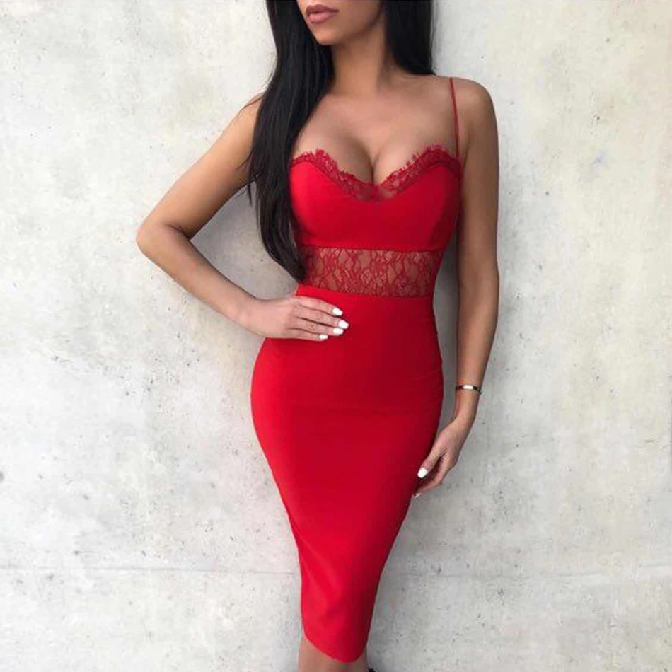 

Adyce Sexy Summer Bandage Dress Women Vestidos Verano 2018 Bodycon Lace Hollow Out Spaghetti Strap Dresses Celebrity Party Dress