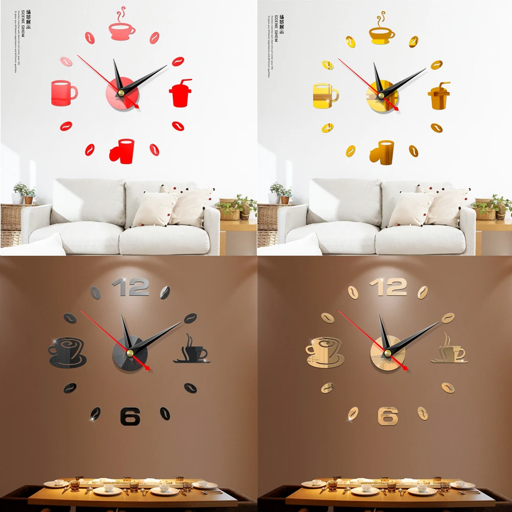 Modern DIY Chic Large Wall Clock 3D Effect Stickers Home House Decor Art Gift 