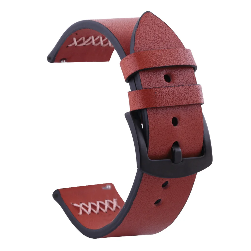 Для gear S3 Frontier ремешок для samsung Galaxy Watch 46 мм ремешок 22 мм кожаный браслет huawei watch GT ремешок Amazfit stratos S 3 - Цвет ремешка: red brown