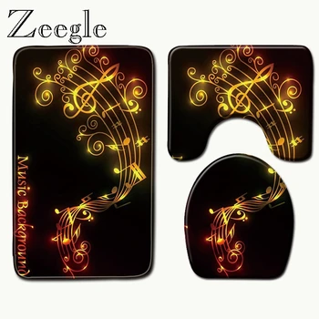 

Zeegle Music Symbol Pattern Mat Set Non-Slip Bath Mat Microfiber Bathroom Mat Washing Machine Rug WC Carpet Floor Rugs