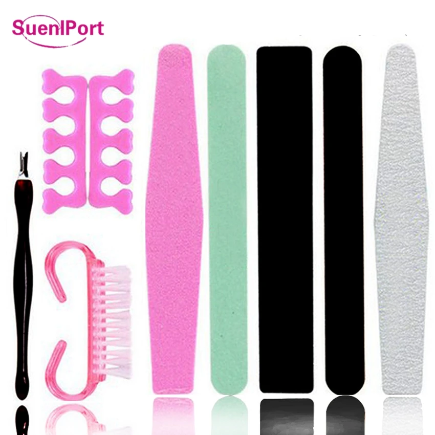 

Sune l Port New 9pcs/set Nail Set Tool Manicure Nail Art Tool Nails Cleaning Brush Nail Files Polishing Tool The dead skin fork
