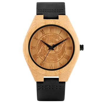 

Mens Bamboo Wood Simple New Arrival Minimalist Men Genuine Leather Band Strap Casual Wrist Watch relogio masculino