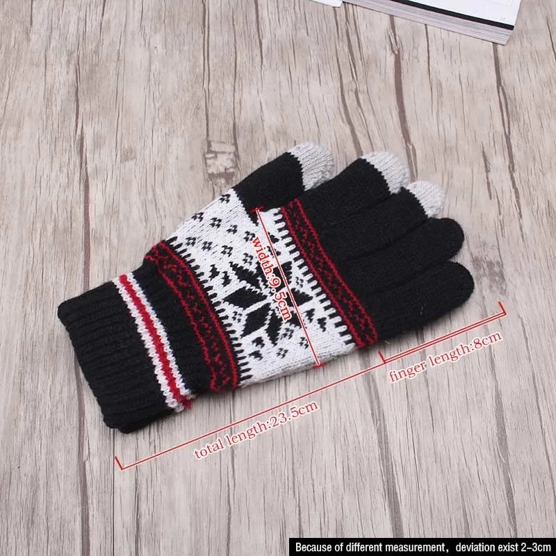 Популярная теплая зимняя Толстая шерстяная Вязанная женская Зимняя перчатка Снежинка полная митенки для пальцев Mitaine Luvas