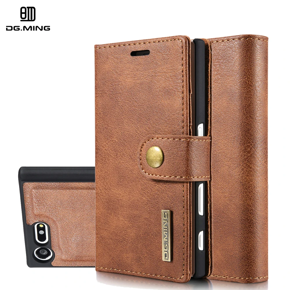 

DG Ming Luxury Genuine Leather Magnetic 2 in 1 Detachable Stand Card Wallet Case for Sony Xperia X Compact XZ XZS Hand Bag Cover