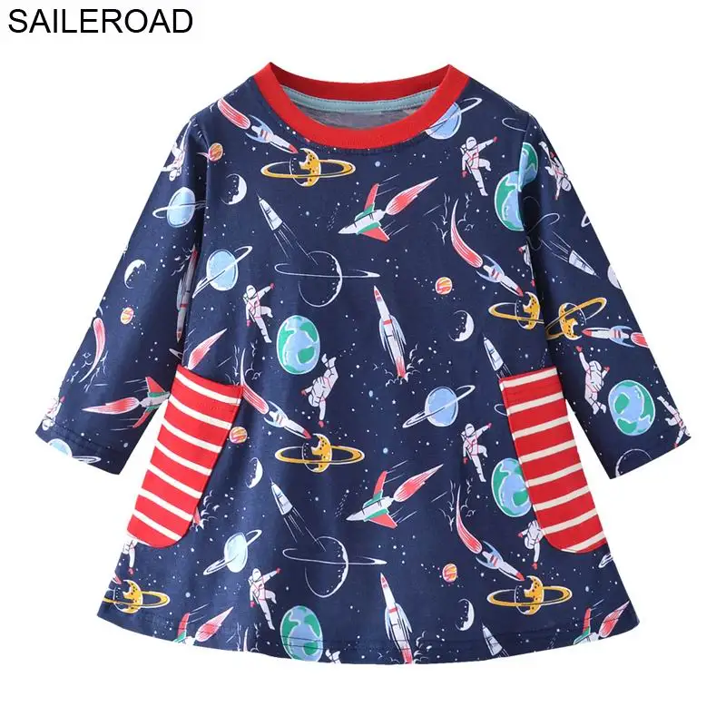 SAILEROAD Маленькие девочки с длинным рукавом платье Vestido Unicornio Infantil Осень детские платья для девочек Top Vestido Unicornio - Цвет: 5430 same picture