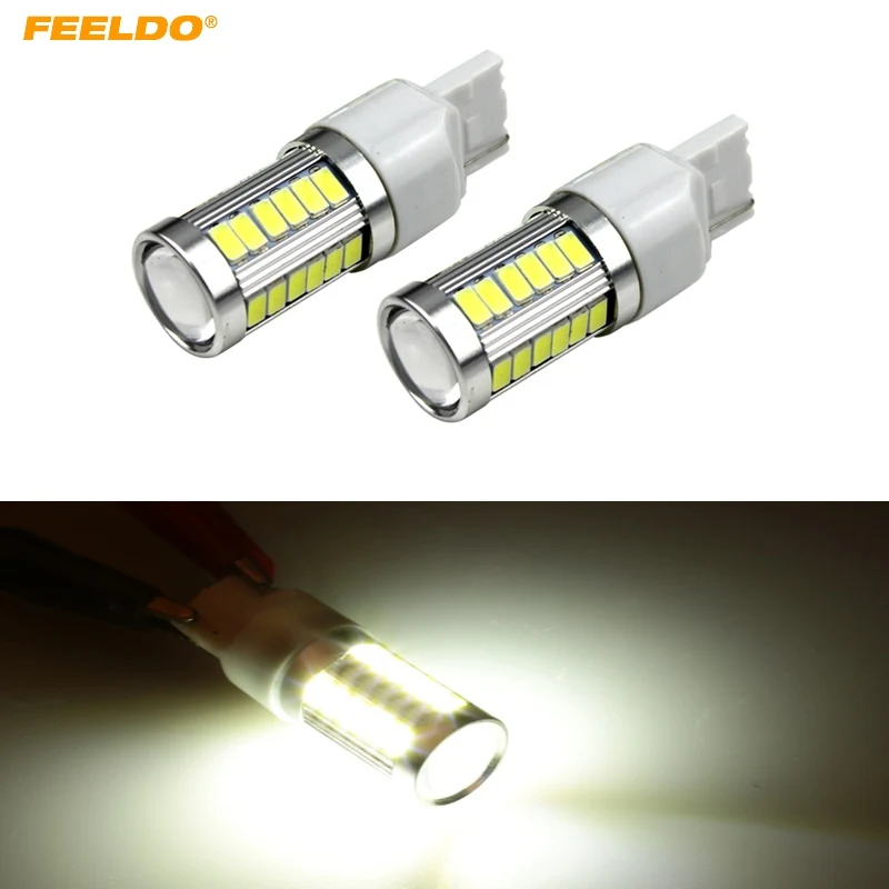 

FEELDO 10Pcs White T20 7440 5630 33 SMD 33LED 850LM Car LED Turn Signal Brake Tail Light Bulb Socket #FD-5293