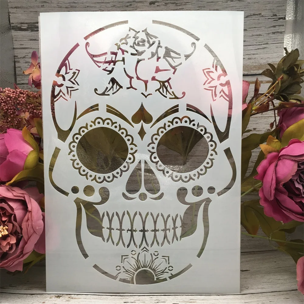 

A4 29cm Smile Skull DIY Layering Stencils Wall Painting Scrapbook Coloring Embossing Album Decorative Paper Card Template