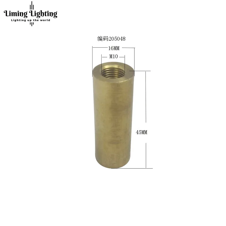 4 шт. M10 медная внутренняя резьба пустотелая трубка латунный цилиндр Резьбовая муфта конвейер латунная лампа Фитинги Аксессуары для освещения - Характеристики: see picture