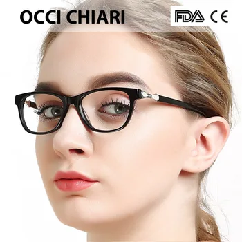 

OCCI CHIARI Women Glasses Frame Prescription Glasses Clear Lens Oculos Medical Optical Eyewear Metal Decorate Red W-CERIANI