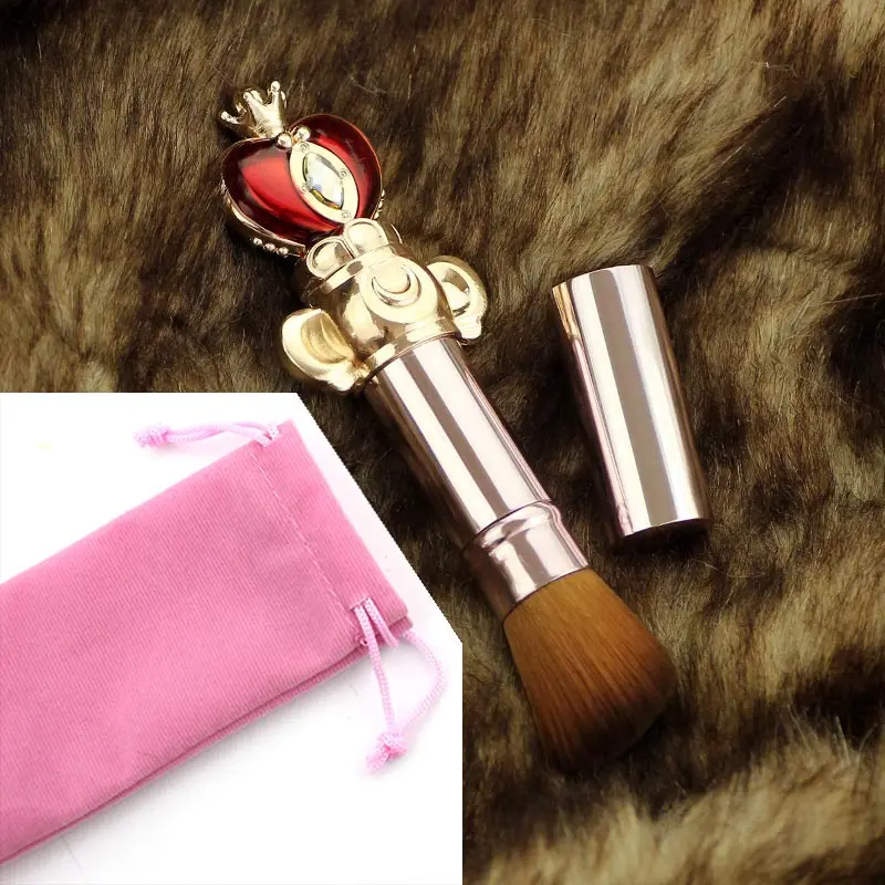 Сейлор Мун, телескопическая/Регулируемая волшебная палочка, кисть для теней, набор кистей для макияжа, контурные смешивающие косметические кисти - Handle Color: rose gold brown