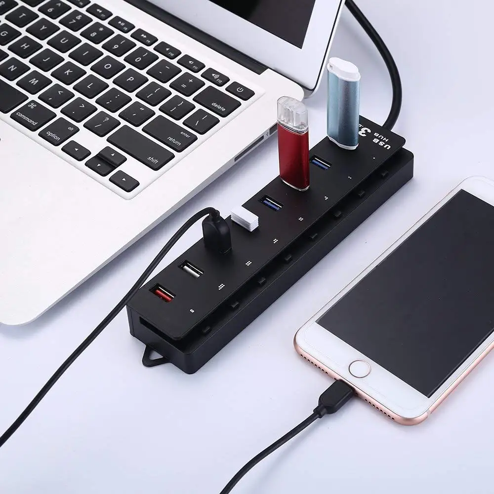 USB C концентратор разветвитель с 1 usb зарядный порт и 4 порта 3,0 концентратор и 3 USB 2,0 порт и 8 отдельных выключателей питания встроенный