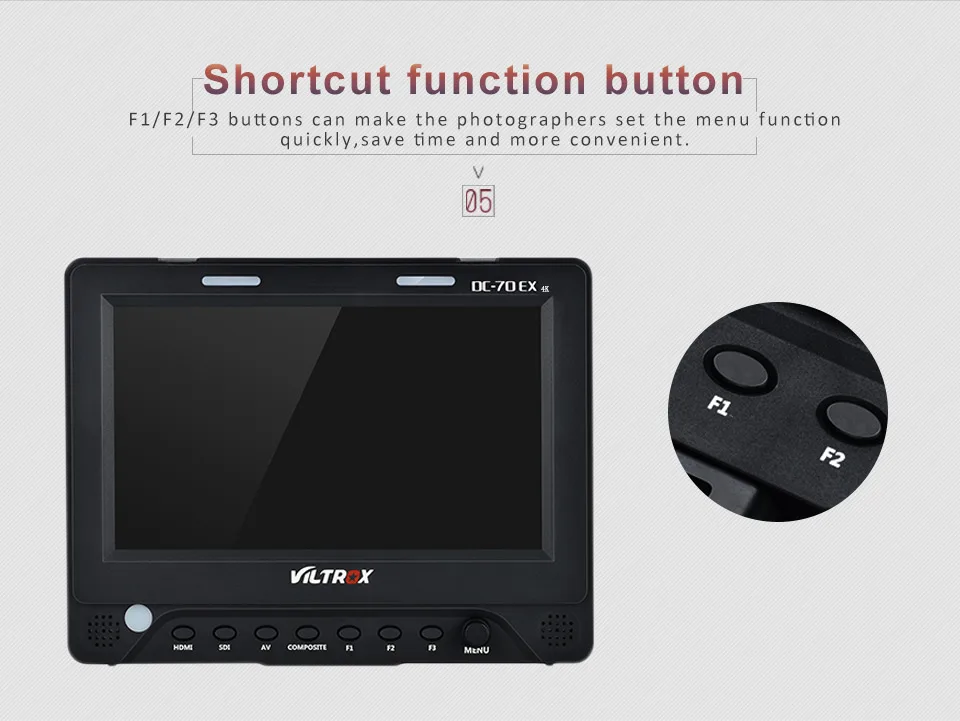 7''Viltrox DC-70EX 4KHD ЖК-монитор HDMI/SDI/AV вход выход Professional TFT экран Clip-on видео дисплей видеокамера DSLR камера