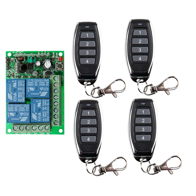 Смарт несколько DC 12V 10A 315/433 MHz 4CH 4 CH беспроводное реле RF дистанционное управление переключатель приемник + 1 2 3 4 передатчик|Пульты ДУ| | АлиЭкспресс