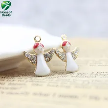 Сплав Прекрасный Ангел с Стразы, как Рождественский подарок очаровательный для DIY рождественское Изготовление ювелирных изделий(20 шт./лот) ZA1073