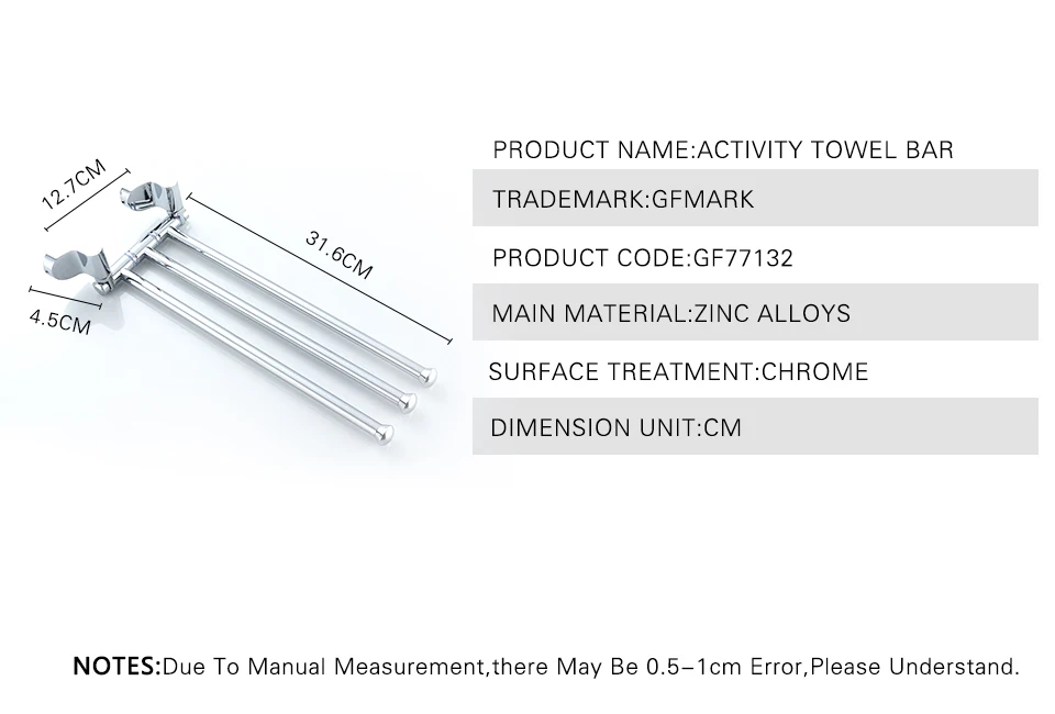 GFmark Active полотенца стойки регулируемый держатель Chrome полки Toalheiro настенное крепление аксессуары для ванной комнаты висит Держатель для