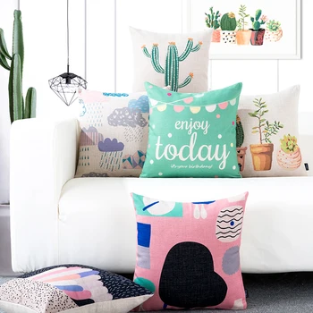 

Nordic Simple modern Home Decorative Cartoon Abstract pattern 6643 Pillow Case Sofa Chair Waist Pillow cover Linen Cushion Cover