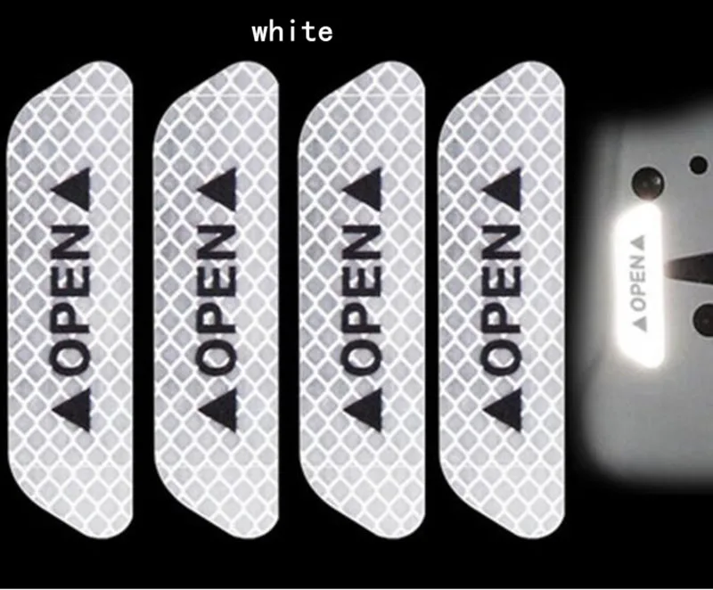 4Pcs Car Door Stickers OPEN Sign Safety Warning Reflective Strips for Renault clio megane 2 3 captur logan kadjar laguna fluen | Автомобили