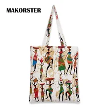 MAKORSTER Marca Tela de Algodón Bolso de Hombro Mujeres bolsas de Playa de Verano de Alta Calidad de lujo bolsos de diseño bolsa de asas de mano YY092