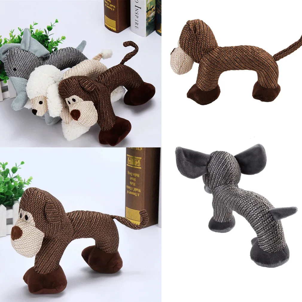 

Funny Animal Shape Pet Puppy Dog Toys Plush Sound Squeaker Durable Chewing Toys