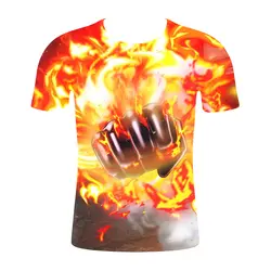2019 Новый футболка "Аниме" Лето Мужская забавная огненная печать одна штука 3D Футболка Мужская Хип-Хоп Уличная футболка с круглым вырезом