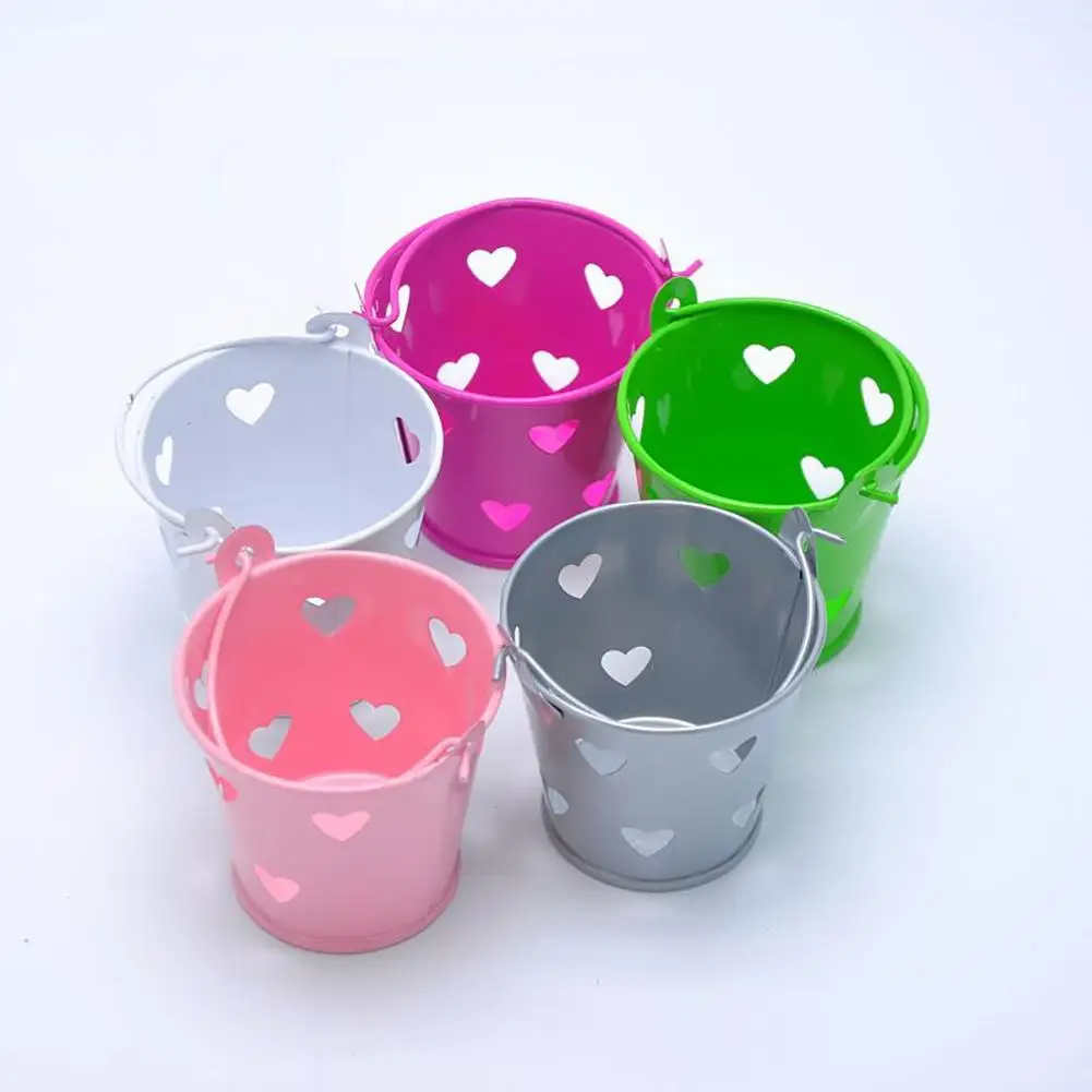 

Mini Metal Bucket Hollow Heart Wedding Favor Gift Candy Box Desk Organizer candy box Drop Shipping