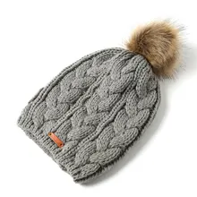 Осенне-зимняя женская вязаная шапка с искусственным мехом помпоновая шапочка теплая Уличная Повседневная шапка TY66