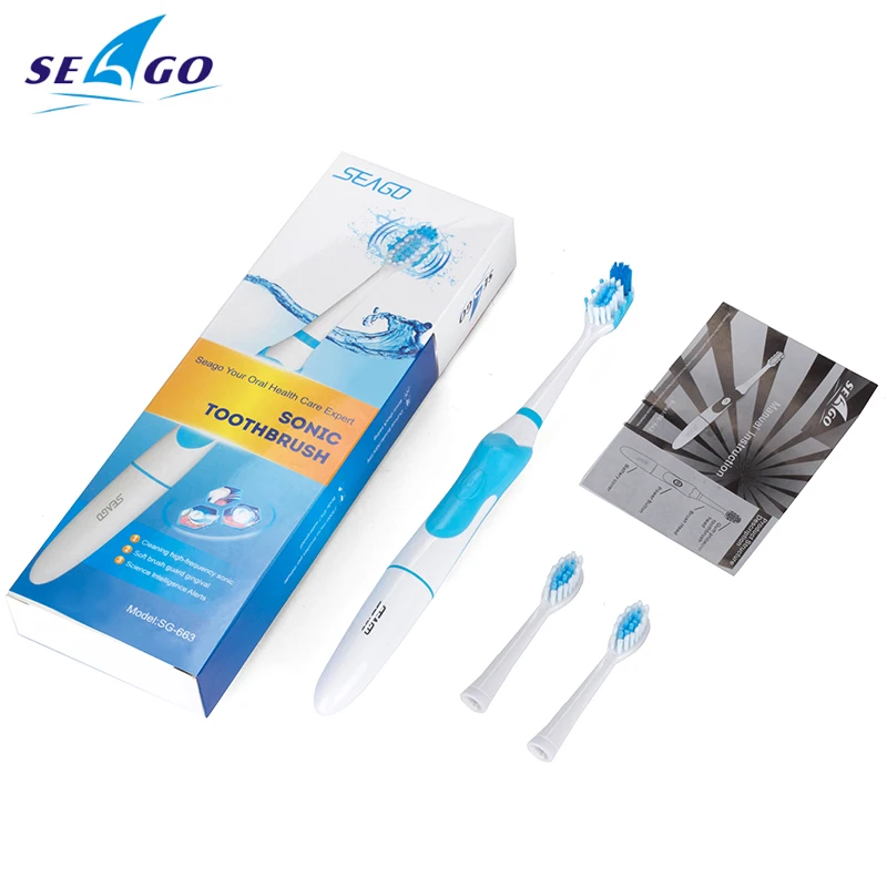 Seago Sonic Electric Toothbrush Adult Electric Brush Oral Health Whiten Teeth SG-663 (1handle +3 brushhead)