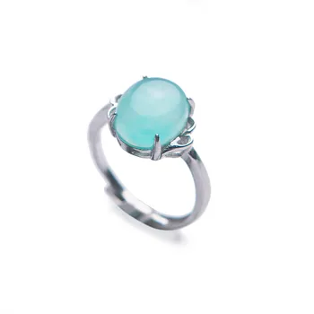 

Genuine Green Natural Ice Amazonite Gems Crystal Party Wedding Rings Adjustable Size Fashion Ring Woman Men