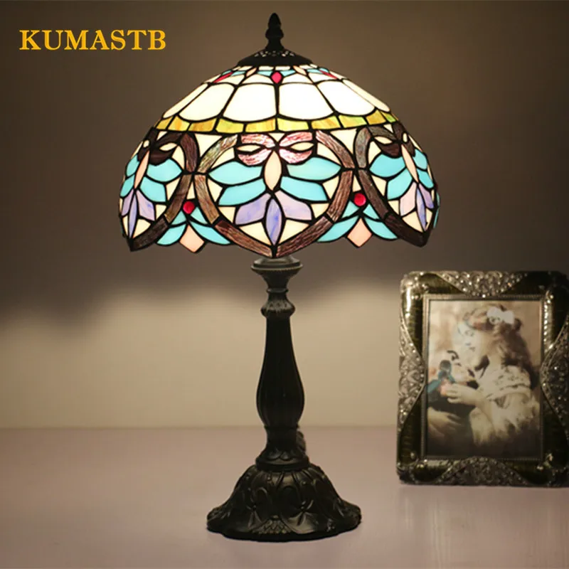 

Luxury Vintage Table Lamp for Hotel Bar Bed Lamps Restaurant Table Lamp Lamparas Living Room Tiffanylamp Dia30cm H49cm