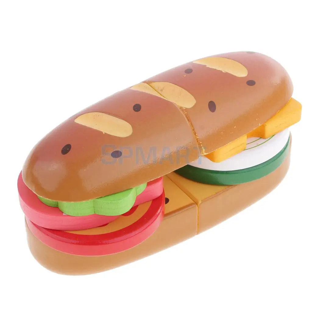 Pretend Kitchen Play Food Sliceable 3 layer Bread Hamburger