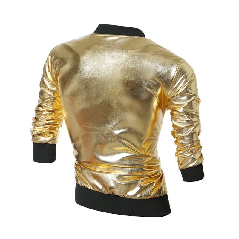 2018 New Arrival Men Bomber Jacket And Coats Hip Hop Nightclub Shinny Casual Jacket For Male Stage Singer Clothing Gold Sliver  (5)