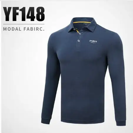 Pgm Golf Apparel, Мужская футболка с длинными рукавами, осенняя зимняя одежда со стоячим воротником, униформа для тренировок, рубашки для мужчин, M-XXL, D0486 - Цвет: Синий