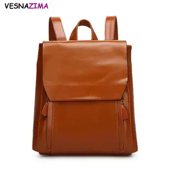

2017 Fashion Women Backpack Wax Oil PU Leather Backpacks for Teenage Girl Female School Shoulder Bag Bagpack mochila bolso W538Z
