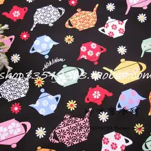 110x100 см красочные Чайники черный полиэстер, хлопок Ткань для женщина девушка Сумки Чай украшение партии Шторы лоскутное diy-afck522