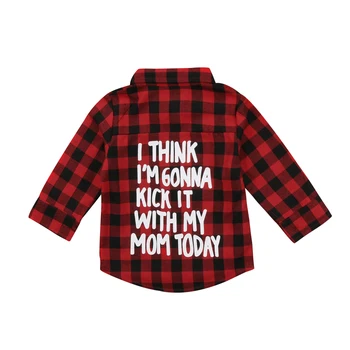

I Think I'm Gonna Kick it with Mom Today Long sleeve Plaid Shirt For Girls