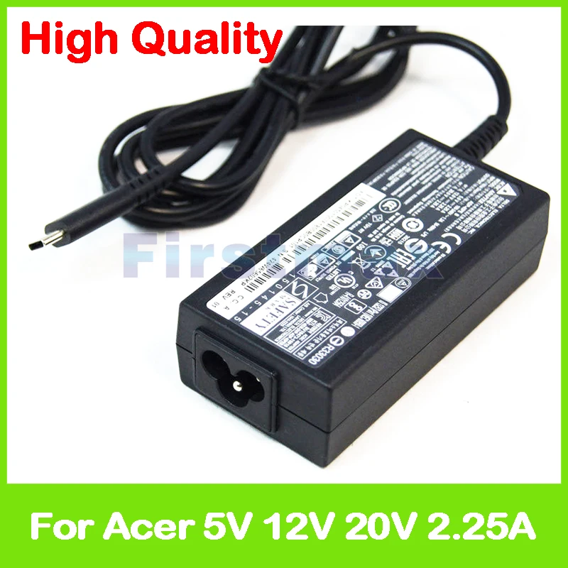 New 45W 5V 12V 20V 2.25A type C for Acer Chromebook 14 CP5-471 laptop Ac Power Adapter Charger KP.04503.005 KP.0450H.005