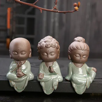 

Creative Small Buddha Statues Buddhist Tathagata Cute Buddha Sands Ceramic Tea Pet Accessories budha ornaments boutique