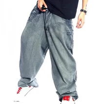 Männer Retro Baggy-Jeans Vintage Gewaschen Kleidungsstück Jeans Männlichen Hiphop Skateboardfahrer Jeans Buchstaben Gedruckt Breites Bein Jeans