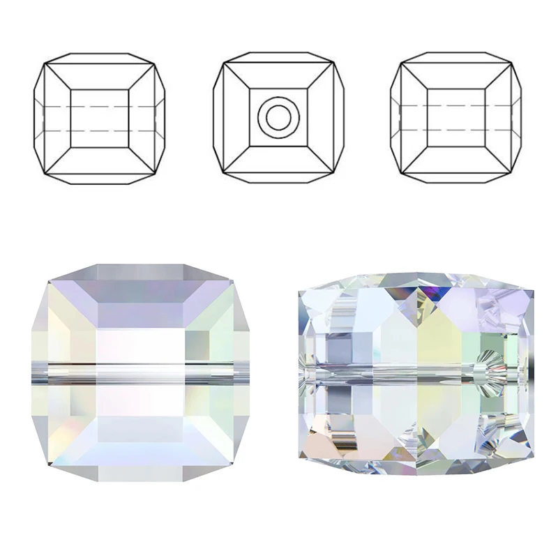 AAA Качество 8-12 мм Кристалл Стекло AB квадратной формы бусины куб свободные разделители Аксессуары для ожерелья серьги ювелирных изделий