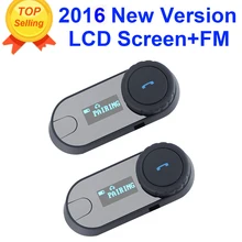 2 шт./лот Обновление Мотоциклетный Шлем Интерком Переговорные Гарнитуры Bluetooth С ЖК-Экраном + FM Радио