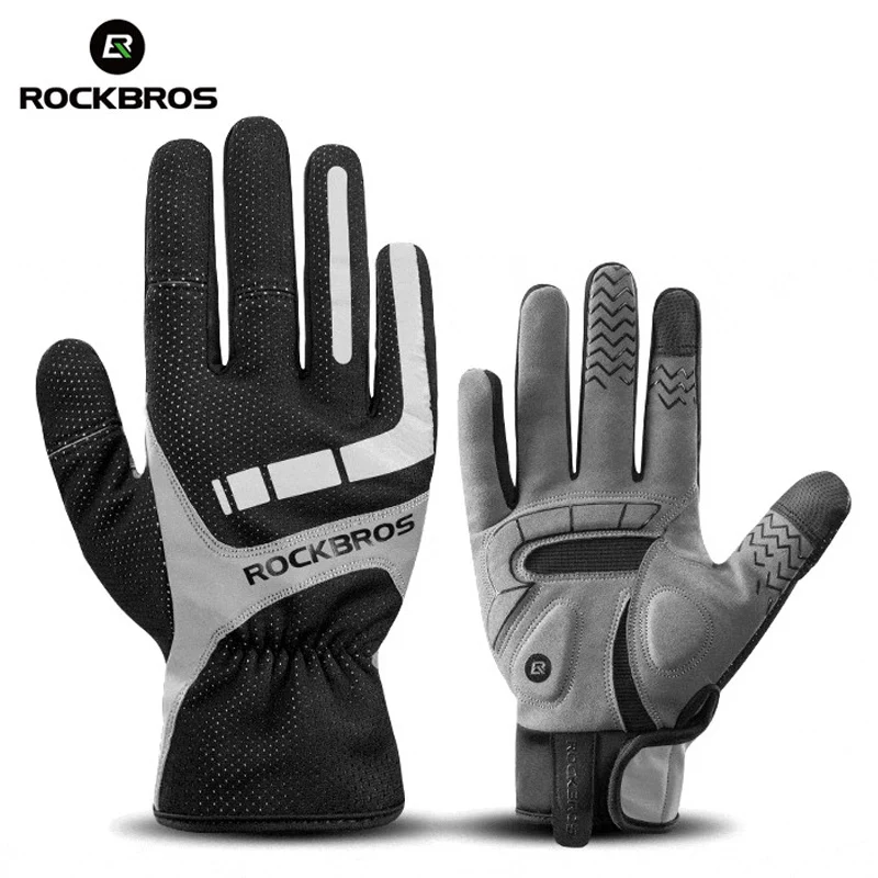 

ROCKBROS Touch Screen Winter Thermal Windproof Bicycle Gloves Cycling Gloves Autumn Keep Warm Thick Sport Glove Bike Accessories