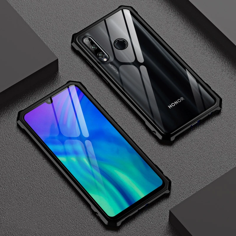 

Non-slip Rhombus Aluminum Metal Case For Honor 20 Pro Lite 20i Case Luxury Rear Tempered Glass Cover For Huawei Honor 20 Lite
