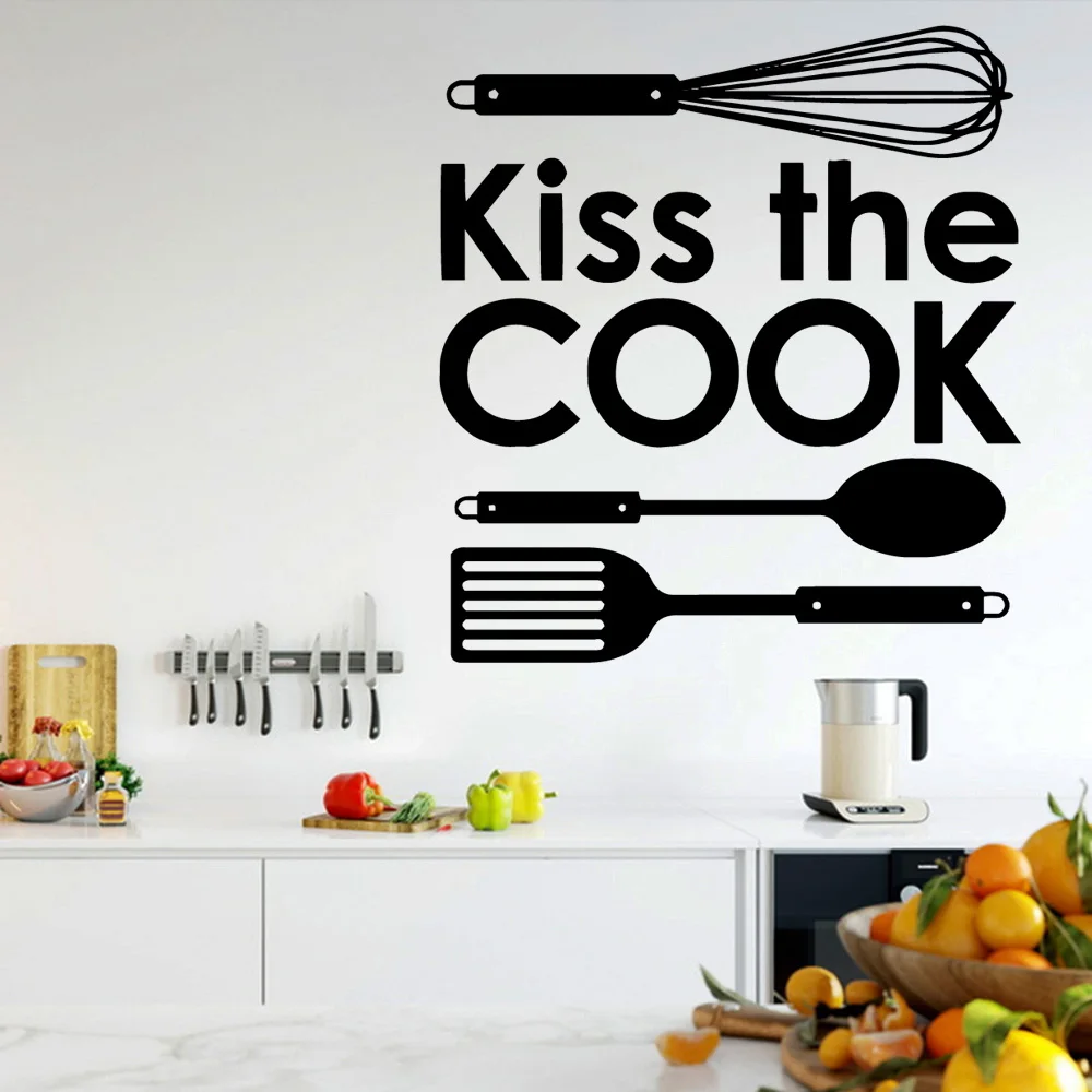 Fashion Kiss The Cook Kitchen Wall Stickers Modern Fashion Wall Sticker For House Decoration Accessories Fashion Kiss The Cook Kitchen Wall Stickers Modern Fashion Wall Sticker For House Decoration Accessories