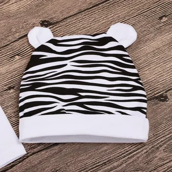 

Newborn Infant Baby Boys Girls fashion Cartoon Zebra Print Tops Pants Hat Outfits Set
